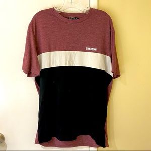 SHEIN Maroon and Black Colorblock Tee